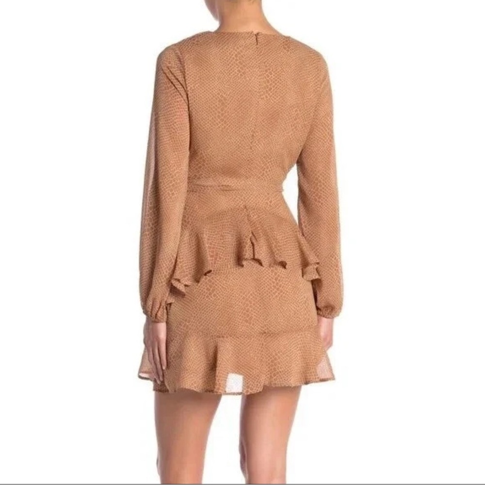 NWT Material Girl Animal Print Tan Ruffle Tie Wrap Dress Size XS - Picture 3 of 13